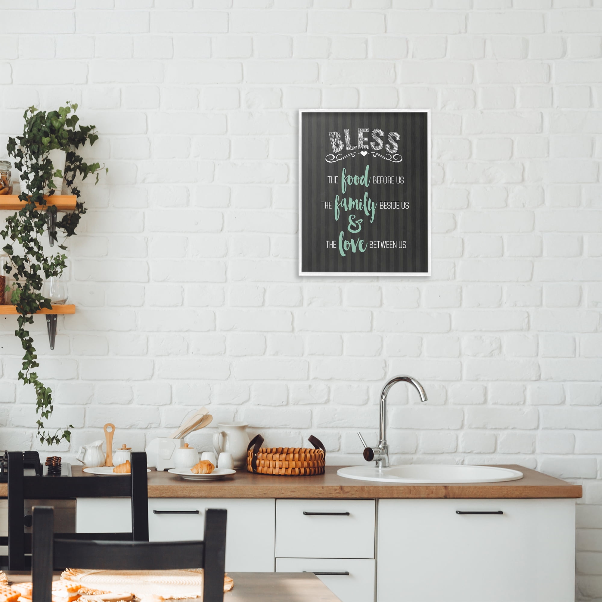 Bless The Food Family & Love White Framed Giclee Art, design by Lettered and Lined