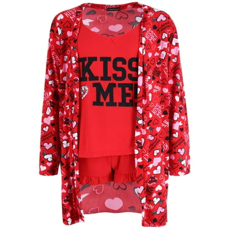 Not a Morning Person Kiss Me Shirt Shorts and Robe Set (Women)