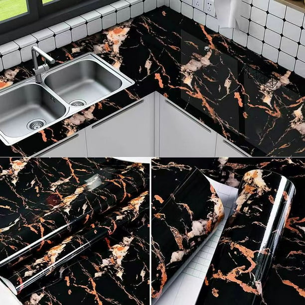 Papel tapiz de mármol a prueba de aceite de vinilo de 6M para estante de armario de encimera de cocina, papel de contacto impermeable autoadhesivo de PVC para Baño