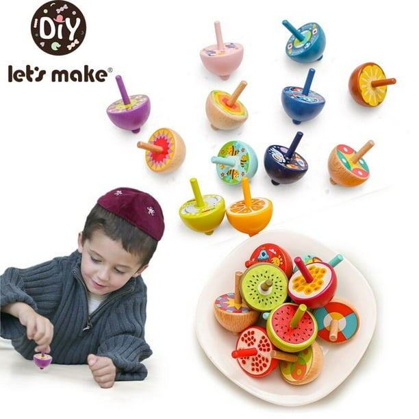 Make 1PC Baby Toys Colored Fruits Wooden Gyro for Children Relief Stress Desktop Spinning Top Toys Children Birthday Gifts heqiyong toy