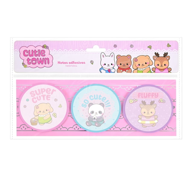 Notas Adhesivas Redondas Prichos Cutie Town Multicolor de Papel y Cartón 3 Piezas por Empaque