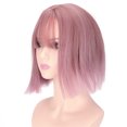 thumbnail image 4 of Cheveux Courts Lisses, Couleur Rose Haute Simulation Frange Plate Mode Courte Lisse Bob Boucle Synthétique Réglable pour Usage Quotidien, 4 of 8