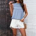thumbnail image 5 of BLVB Summer Tank Tops for Women Casual Crewneck Sleeveless Solid Color Going out Tee Shirts, 5 of 7