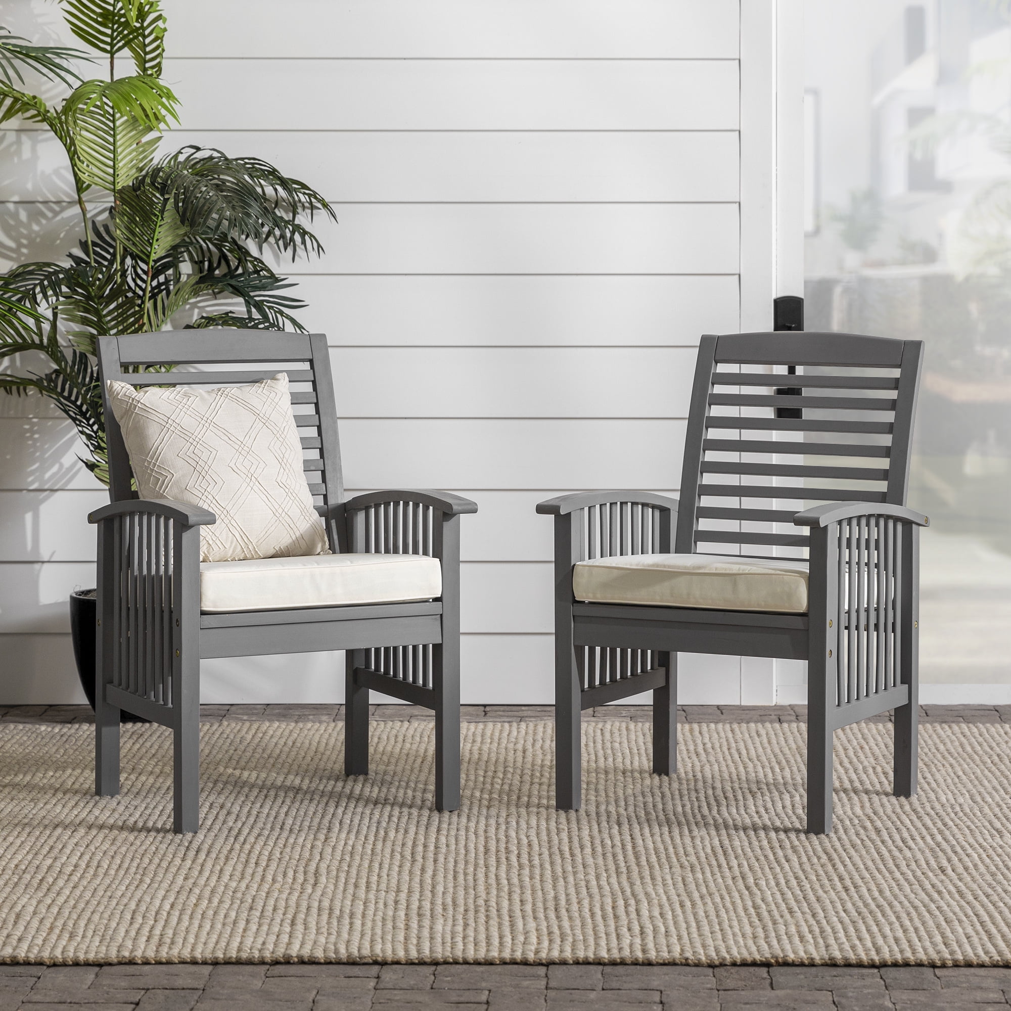 Manor Park Outdoor Dining Chair - Acacia Wood - Set of 2 - with Cushion - Grey