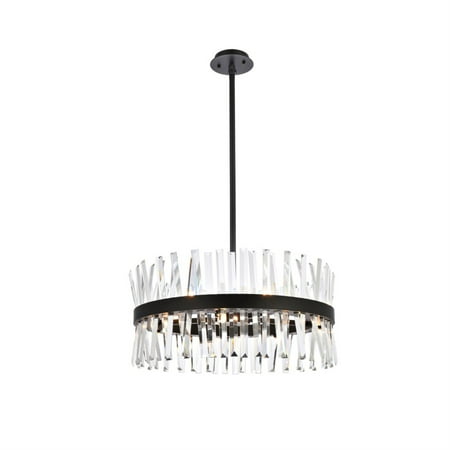 

Serephina 25 inch crystal round pendant light in black