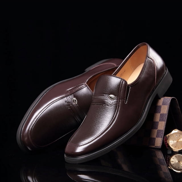 Zapatos de cuero suave clásicos para hombre, zapatos de cuero formales informales para negocios, zapatos de cuero transpirables para mediana edad