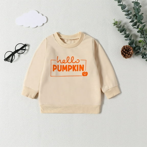 Boys Hoodies & Sweatshirts Baby Boy Girl Halloween Long Sleeve Pumpkin Printed Pullover Fall Clothes Stylish Sportswear for Kids