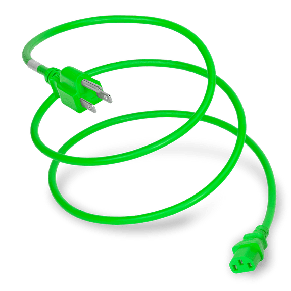 World Cord Sets 8 Feet Green 10 Amp NEMA 5-15P to C13 Power Cords