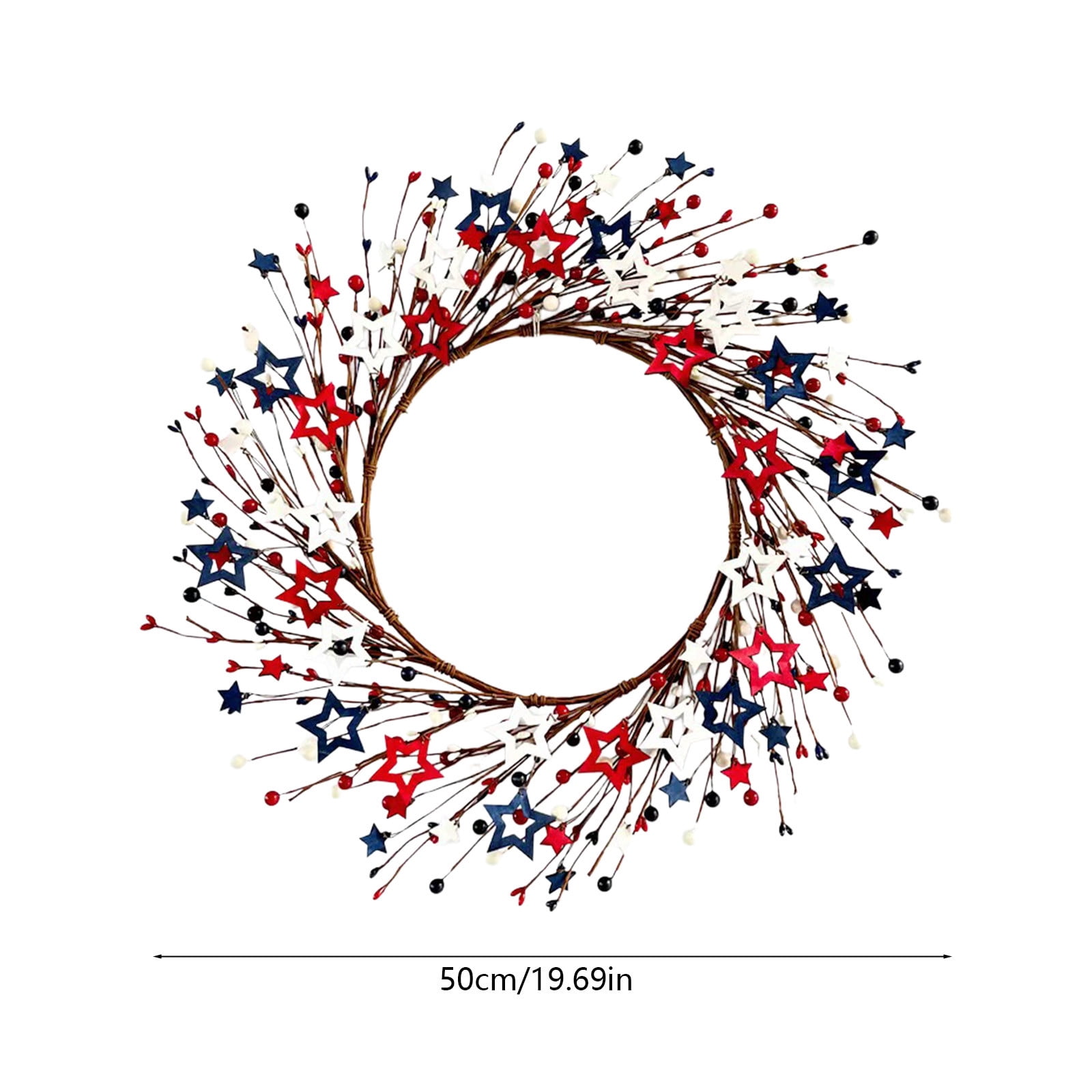 Five Pointed Star Wreath with Artificial Berries, Fabric Berry Wreath for Front Door Wall Mantel, Farmhouse Star Shaped Wreath for Seasonal Home Displays