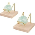 thumbnail image 2 of 2PCS Wooden Base Mineral Display Easels 1.9x2x1.5 inch & 2.7x2.8x2.2 inch Metal Arm Display Stand Gemstone Mineral Specimens Ore Crystal Ball Sphere Amethyst Cluster Rocks Holder, 2 of 9