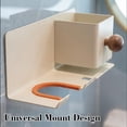 thumbnail image 4 of No-Drill Hair Dryer Wall Mount with Storage Bucket, Wood and Metal Bathroom Organizer for Dryer and Combs, Space-Saving Vanity Shelf in Natural Wood Style, 4 of 7