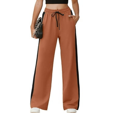 Chiclily Women's Sweatpants Casual Wide Leg Pants Black XL Drawstring Workout Athletic Joggers with Pockets
