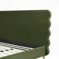 thumbnail image 4 of King Size Olive Green Modern Wavy Headboard Platform Bed with Durable Materials, 4 of 12