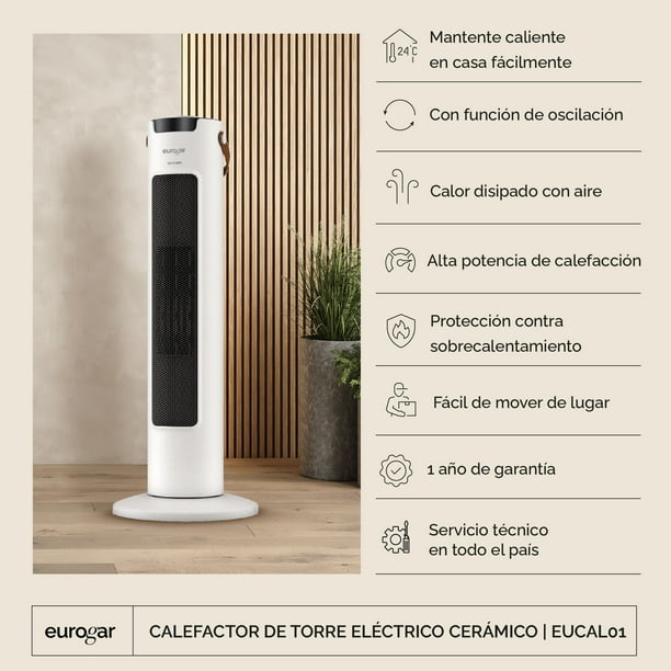 Calentador Calefactor Torre Electrico PTC Ceramico Eurogar EUCAL01 Walmart en linea