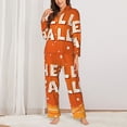 thumbnail image 2 of Salouo Hello Fall 1 Pattern Women's Pajamas Set Long Sleeve Button Down Sleepwear Soft Pj Lounge Sets for women 2 Piece Pjs Set with Long Pants-Medium, 2 of 7