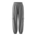 thumbnail image 5 of Amidoa Boys Cotton Linen Cargo Pants- Lightweight Elastic waist Casual Relaxed Fit Summer Joggers Gray Size 12, 5 of 6