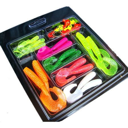 - Mallroom 25Pcs Soft Worm Lures Baits Jigging Tackle Set Fishing Gear Set