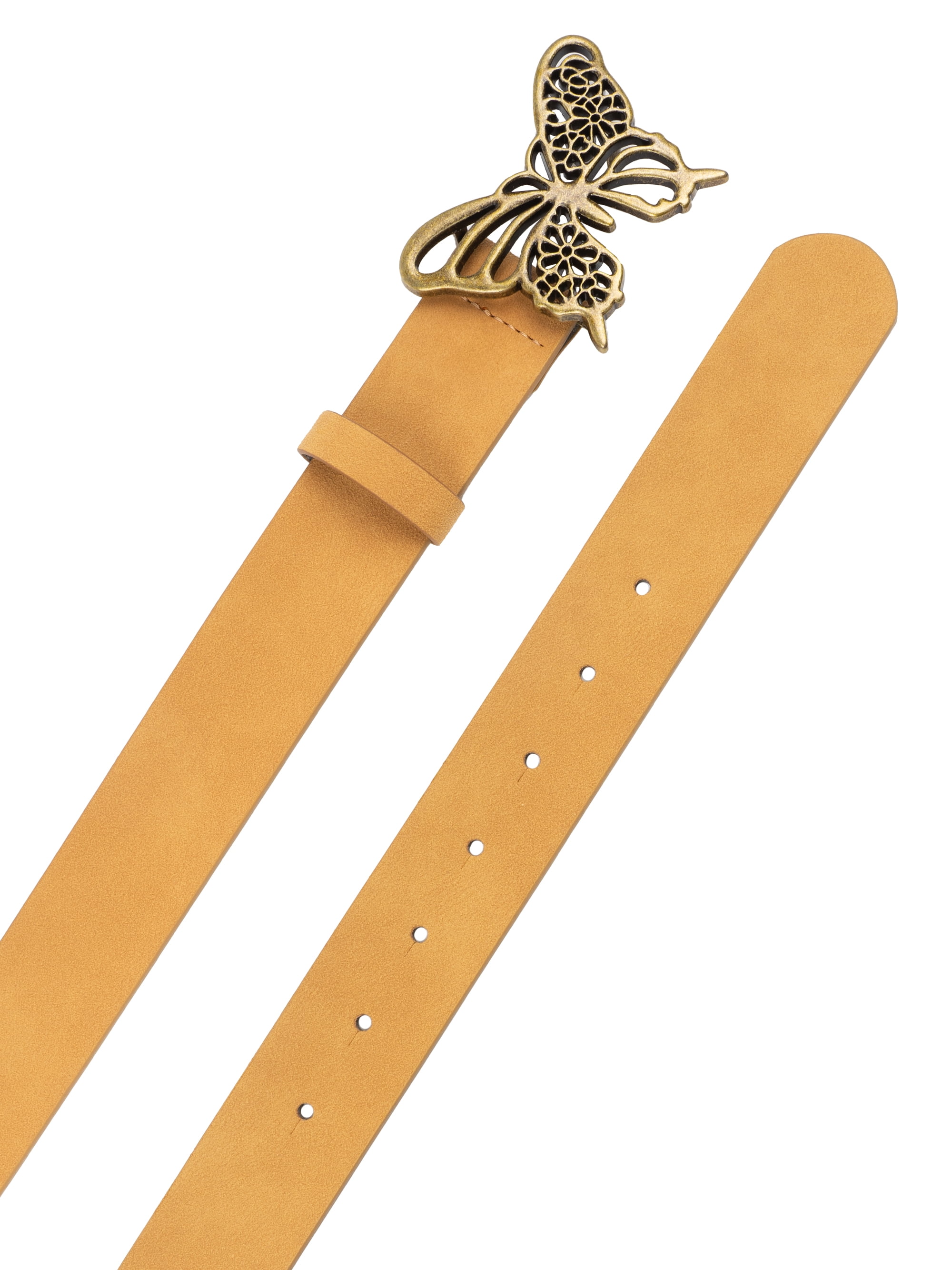 No Boundaries Women's Open Butterfly Plaque Belt, Cognac