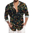 thumbnail image 3 of Mens Shirts Long Sleeve Button Down Casual Carnival Top Glitter Sequin Print Party Festival Celebration Comfortable Shirt for Men Black L, 3 of 5