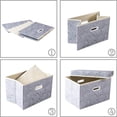 thumbnail image 6 of Larger Collapsible Storage Boxes with Lids Fabric Decorative Bins Cubes Organizer Containers Baskets Handles Divider for Bedroom Closet Living Room Assorted Color 17.7x11.8x11.8 Inch 3 Pack, 6 of 14