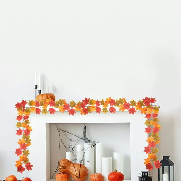 Decoraciones de Halloween, adornos de Halloween, regalos de Halloween, 3 piezas de enredaderas de hojas de arce falsas para Halloween, decoración de otoño, planta verde artificial, hoja de arce de plá