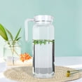 thumbnail image 4 of Plastic Pitcher with Lid, Transparent Juice Pitcher Water Jug with Handle, Wine Beverage Container for Coffee, Tea, and Cocktails, Clear (1100ml/30 Oz) 3.34x9.64", 4 of 8