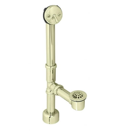 Westbrass 14" 17-Gauge Fully Finished Brass Bathtub Assembly with Trip Lever and Strainer Drain, Polished Brass