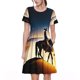 thumbnail image 1 of Balery Azure Sky Western Desert Cowboy Vestidos sueltos de manga corta para mujer, vestidos de verano 2025, vestidos casuales de corte A con vuelo., 1 of 6