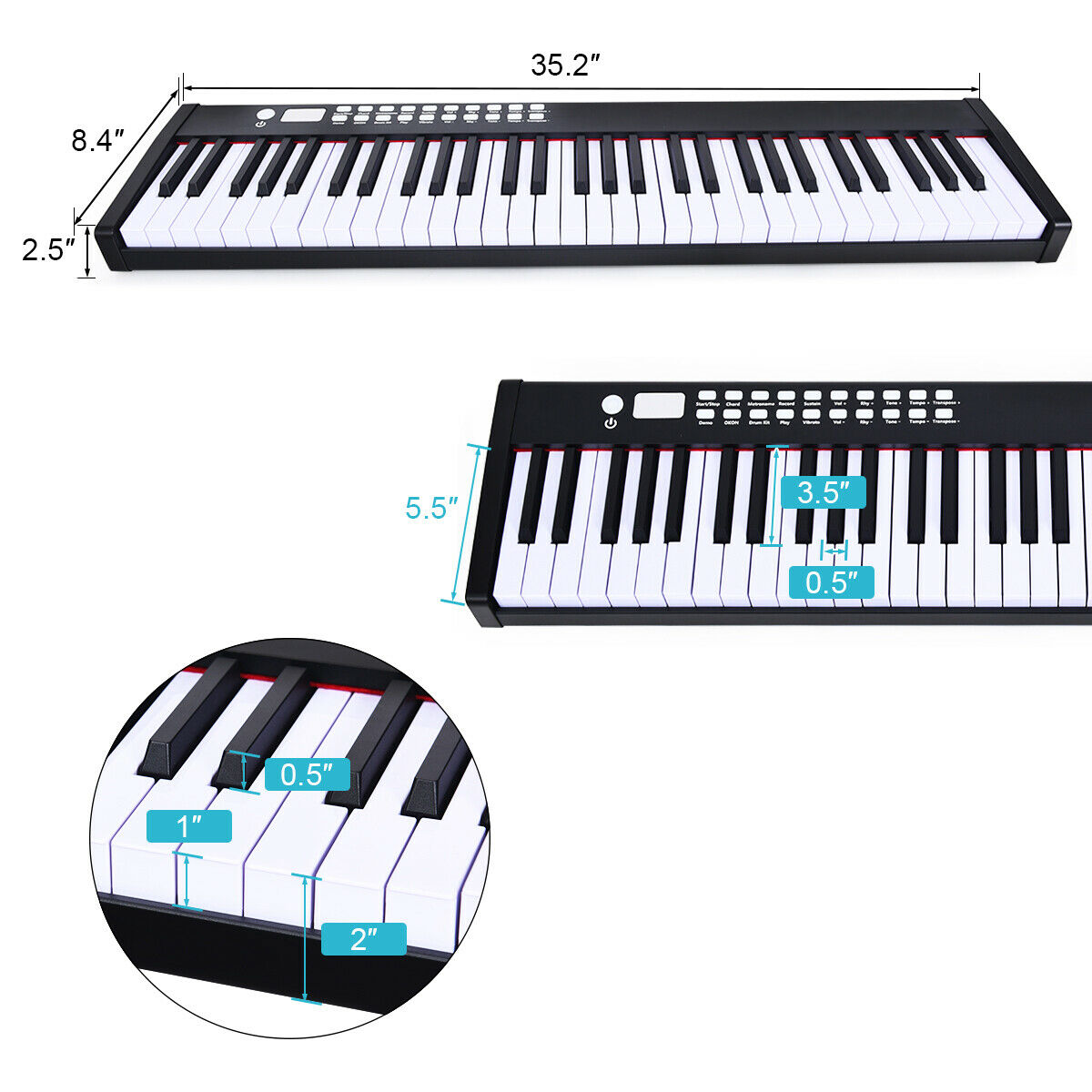 Costzon BX-II 88-Key Portable Touch Sensitive Digital Piano, Upgraded  Electric Keyboard with MIDI/USB Keyboard, Bluetooth, Dynamics Adjustm 