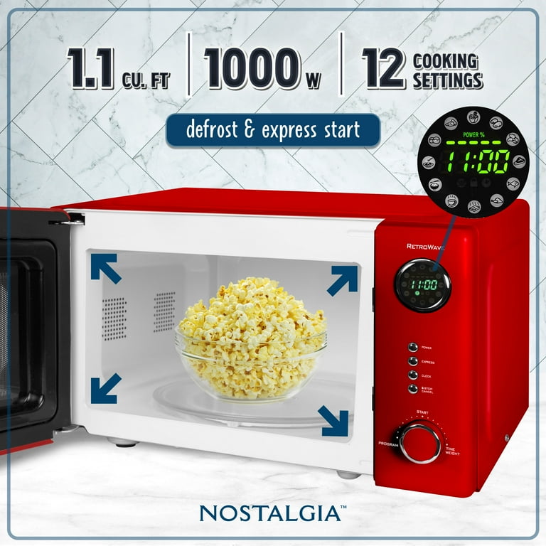 Nostalgia Retro Countertop Microwave Oven, 1000-Watt, 1.1 Cu Ft