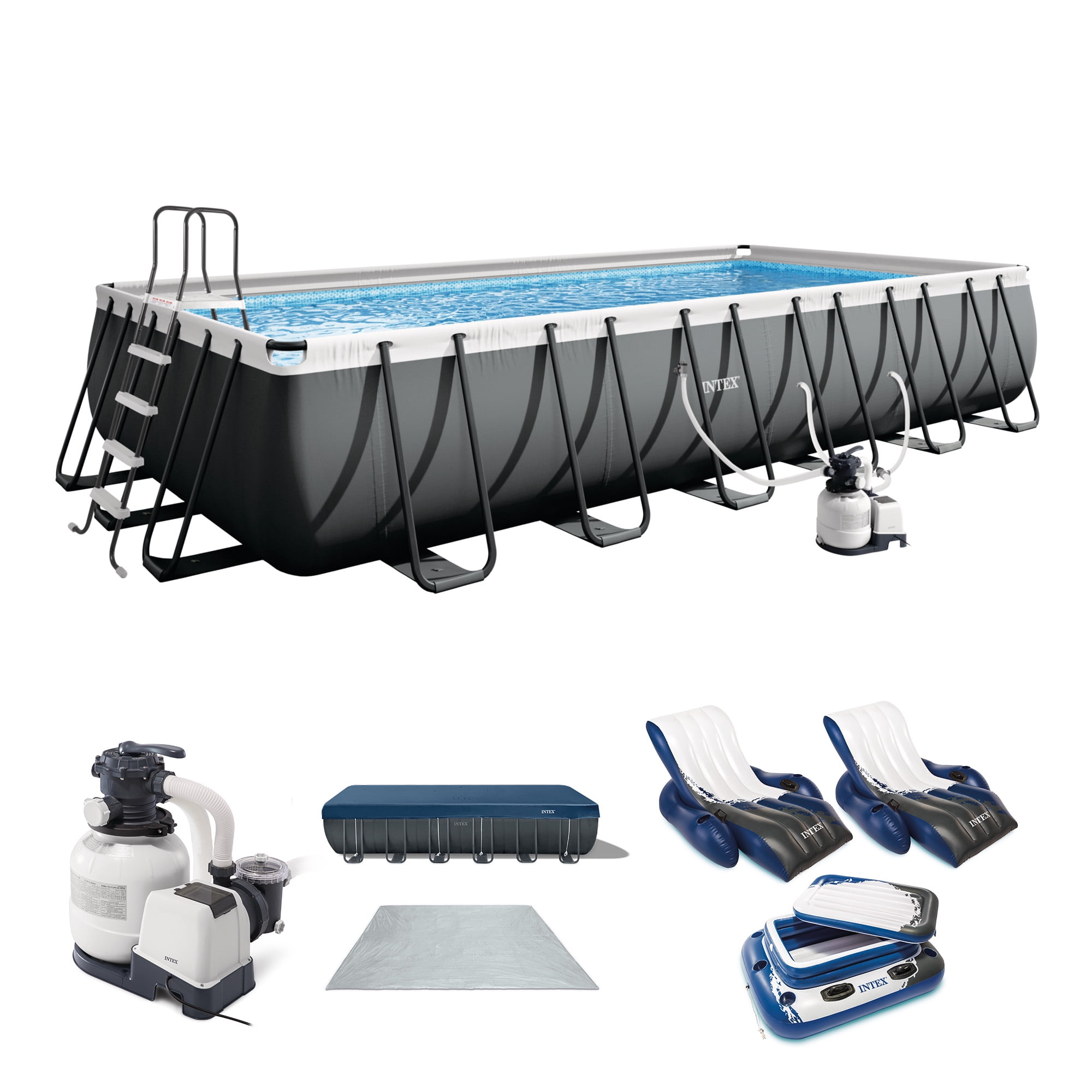 Intex 20ft x 48in Ultra XTR Round Pool, Pump, Ladder, Lounger