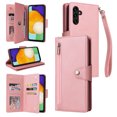 thumbnail image 1 of Feishell for Samsung Galaxy A14 5G Wallet Case with Wrist Strap,Premium PU Leather Zipper Pocket Magnetic Buckle Folio Flip ID Credit Card Slots Shockproof Kickstand Phone Case for Women Men,Rosegold, 1 of 15