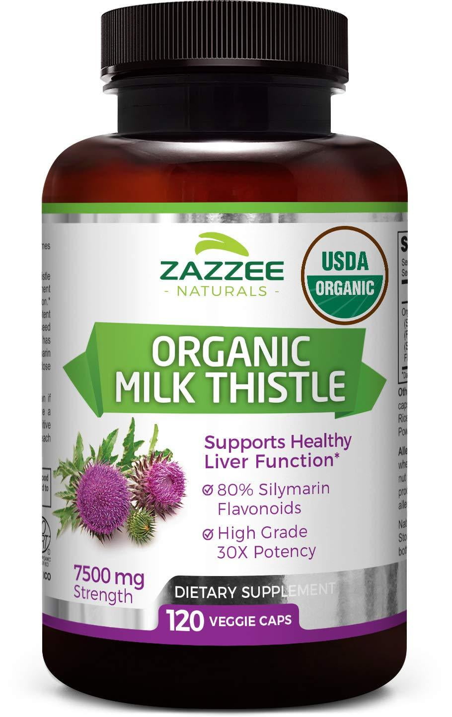 Zazzee USDA Organic Milk Thistle Extract Capsules, 120 Count, Vegan