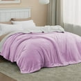 thumbnail image 2 of Sherpa Fleece Blankets Queen Size for Bed - Thick and Warm Blanket for Winter, Soft Fuzzy Plush Queen Blanket for All Seasons, Lilac, 90x90 Inches, 2 of 9