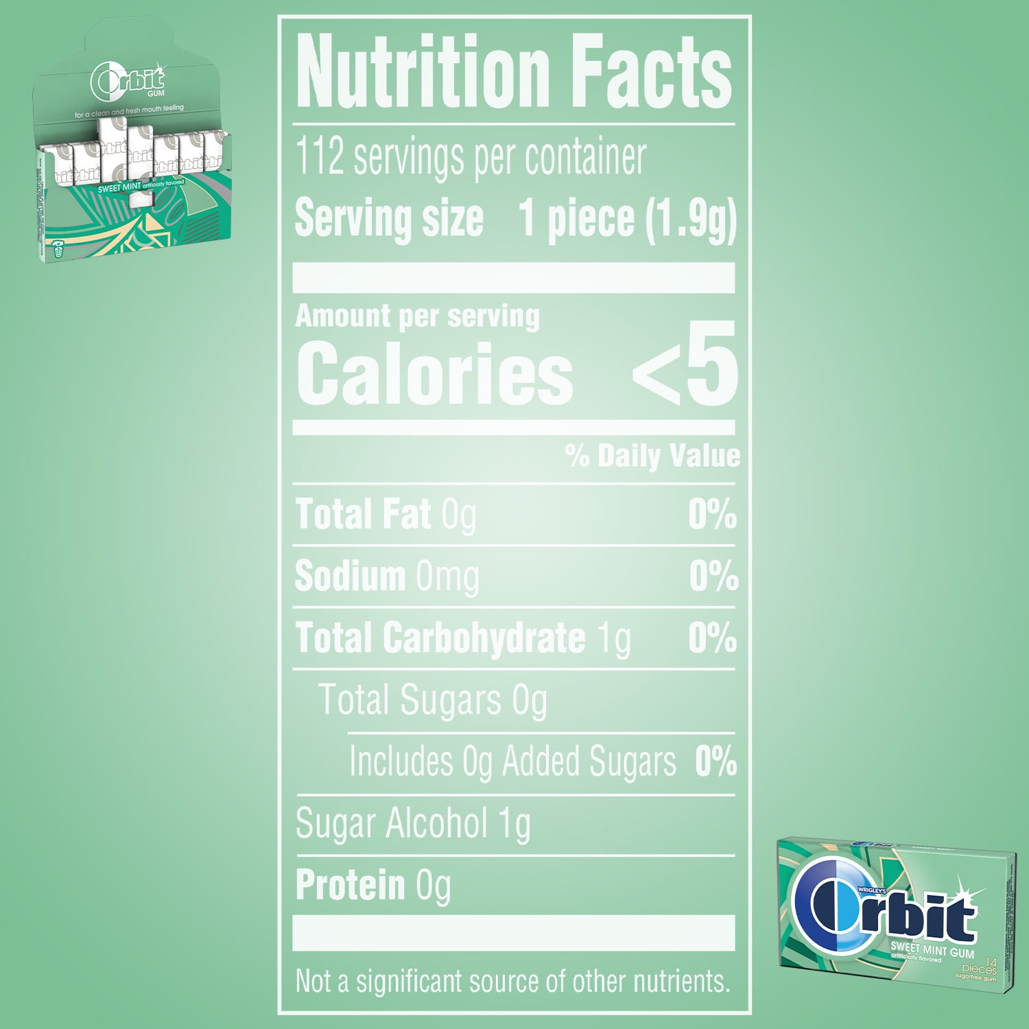 Orbit Sweetmint Back To School Sugar Free Chewing Gum - 8 Bulk Pack