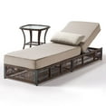 thumbnail image 4 of Opohoro Adjustable Outdoor Rattan Wicker Chaise Lounge for Patio, Poolside with Side Table and UV-Resistant 5" Thick Cushion - Gray, 4 of 12