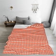 thumbnail image 5 of Honeii Orange Gingham Print Fleece Blanket - Throw Blanket for Bed, Sofa, Couch, Camping, and Travel , Microplush Ultra Soft Warm Blanket-60"x50", 5 of 7