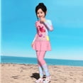 thumbnail image 5 of MuXiKeJi Clothes Girls Swimsuit Rash Guard Bathing Suit for Girls 2 Piece Short Sleeve Solid Color UPF 50+ Padded Zip Swimwear 7-14y, 5 of 5