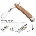 thumbnail image 3 of Retro Wood Handle 10pcs Blade Head Shaving Razor Folding Shaver Male Face Cleansing Care Tool, 3 of 15