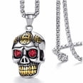 thumbnail image 2 of Collar MADIOLA Punk Gotico Acero Inoxidable con Dije Calavera Cráneo ojos Ruby, 2 of 7