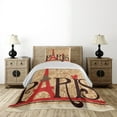 thumbnail image 3 of Ambesonne Vintage Quilted Coverlet 2 Pcs, Paris Eiffel Tower View, Twin Size, Red Brown Ecru, 3 of 5