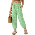 thumbnail image 2 of Lumtrix Boys Girls Plaid Pants Baggy Ankle Cuffed Trousers Casual Elastic Waist Sweatpants with Pockets Green 90, 2 of 3