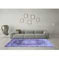 thumbnail image 3 of Ahgly Company Machine Washable Indoor Round Abstract Blue Modern Area Rugs, 3' Round, 3 of 4