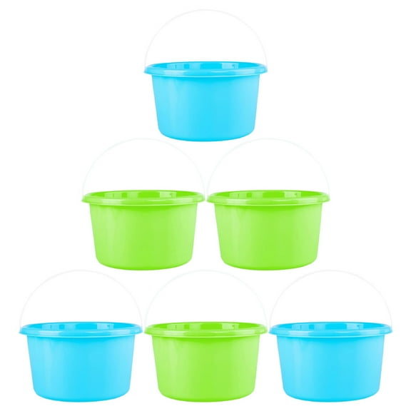 UPOUART 6pcs Beach Buckets Assorted Color Plastic Mini Bucket for Outdoor Fun