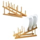thumbnail image 2 of 2 piezas de estante para platos de madera, soporte para platos de bambú, soporte para tapa de olla, estante para secar platos, organizador de gabinete de cocina para platos, 2 of 5