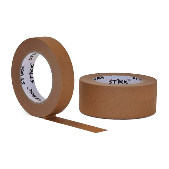 3 pack 1" inch x 60 yard rolls (24mm x 55m) STIKK Brown Painters Masking Tape