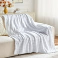 thumbnail image 6 of Super Soft Queen Blanket White Premium Silky Flannel Fleece 3D Waffle Checkered Lightweight Bed Blanket All Season Use (White, Queen(90"x90")), 6 of 7