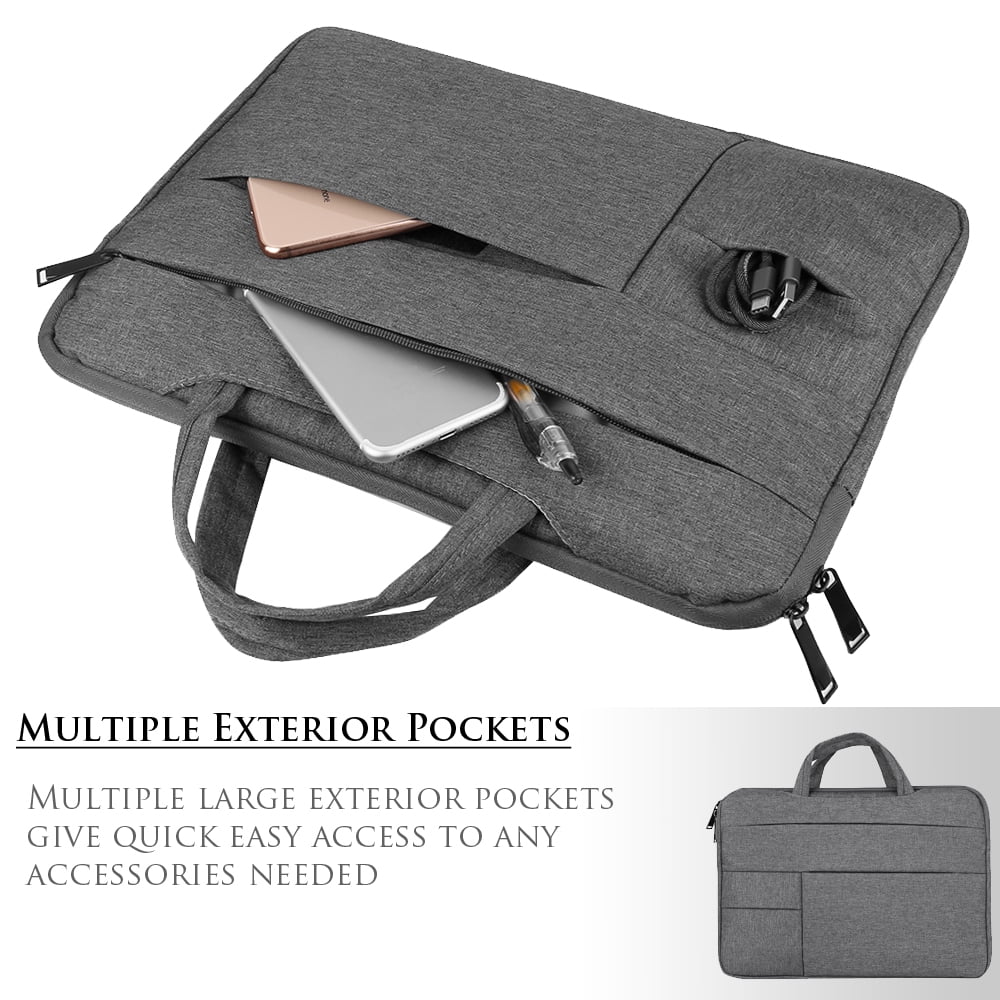 SUMACLIFE Universal Nylon Padded Hybrid Sleeve & Briefcase Bag For 13"/ 14" Inch Laptops With Hideaway Handles, Microfiber Interior, And Protective Exterior For School, Travel, and Work (Grey)
