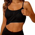 thumbnail image 2 of LIZUOJUN Under $8 Women Tank Tops Built-in Bra Racerback Slim-Fit Camisole Plus Size Sleeveless Casual Shirts Trendy Workout Tops For Athletic Running Gym Yoga, Black, Camisole, L, 2 of 9