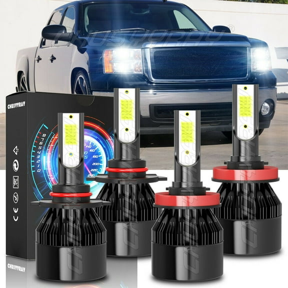 LED Headlight Kit H11 9005 White Hi/Low 4 Bulb for Jeep Grand Cherokee 2014-2018